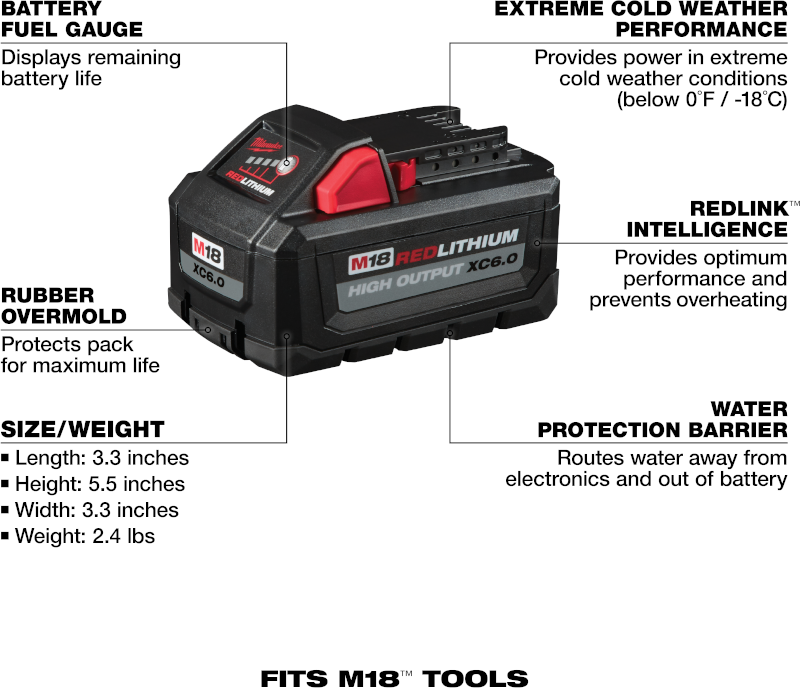 M18 HIGH OUTPUT XC6.0 BATTERY 2PK